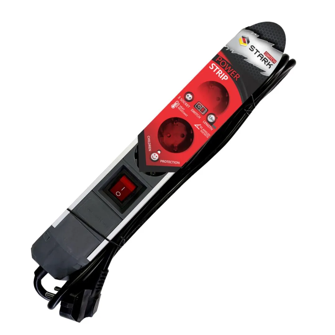 209143 Produžni kabl STARK Switch 1.8m 3 utičnice  | Tellux - Vaš put do savršenog doma