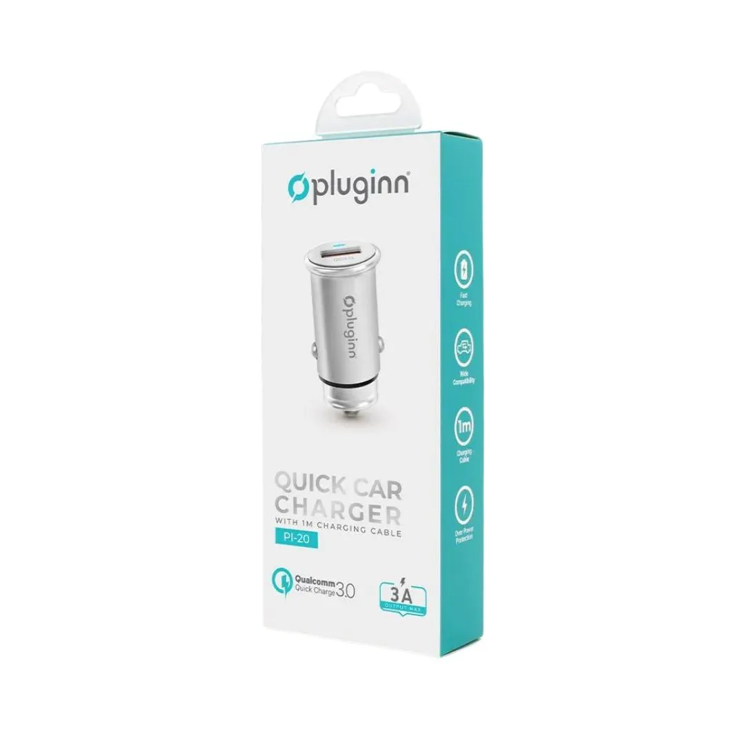 208943 Auto punjač Pluginn Pl-20 sa lightning kablom srebrni  | Tellux - Vaš put do savršenog doma