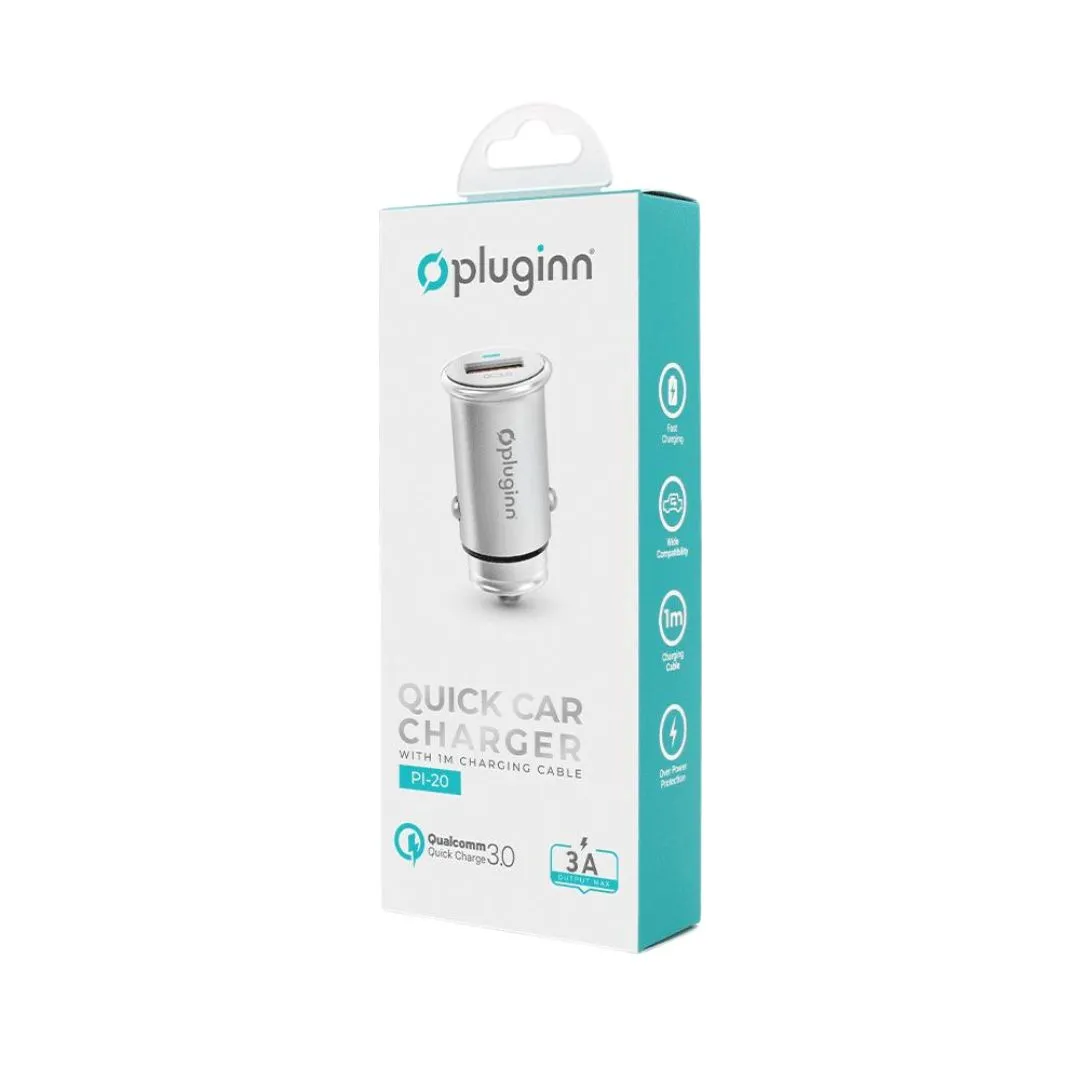 208942 Auto punjač Pluginn Pl-20 sa micro USB kablom srebrni  | Tellux - Vaš put do savršenog doma