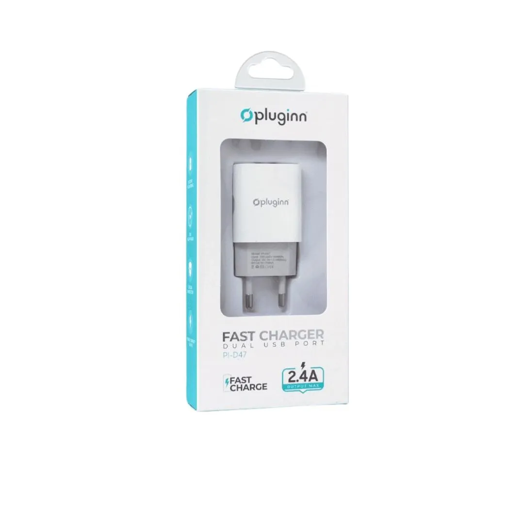 206597 Kućni punjač Pluginn Pl-D47 2xUSB beli  | Tellux - Vaš put do savršenog doma