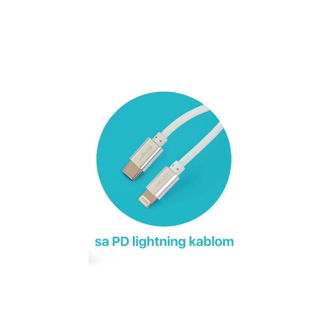 206607 Kućni punjač Pluginn Pl-D61S sa PD Iphone lightning kablom beli  | Tellux - Vaš put do savršenog doma